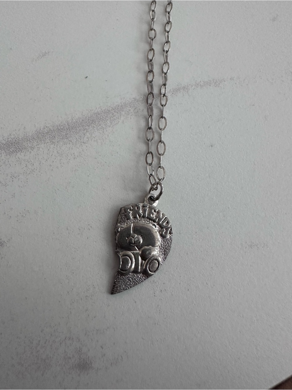 Vintage Sterling Silver ‘Best Friends' Heart Pendant Necklace 16”